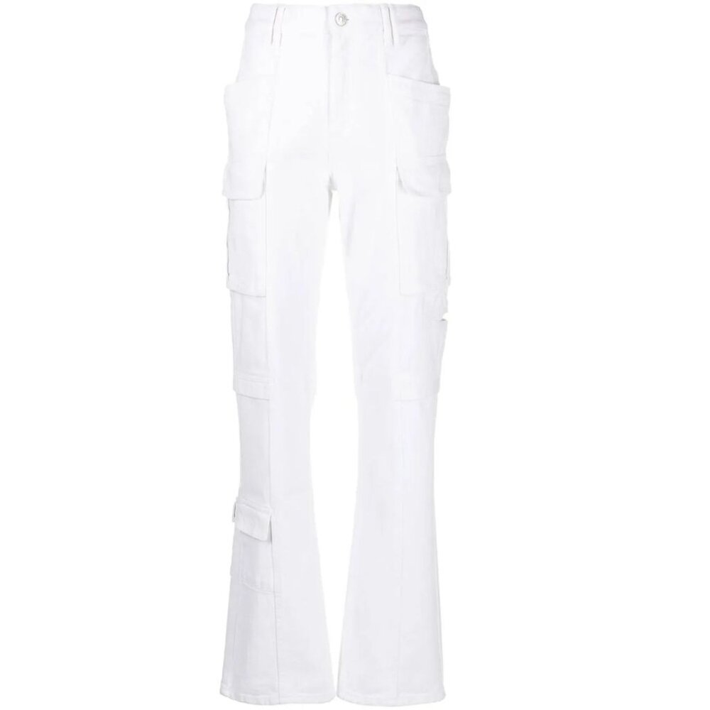 Isabel Marant White Straight-Leg Cargo Jeans